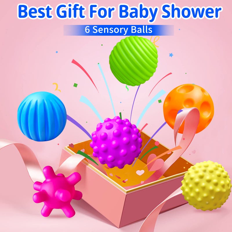 Ynanimery 6 Pack Sensory Balls for Toddlers 1-3  Sensory Baby Toys 6-12 Months  Infant Squeeze Sensory Toys Soft Multi Ball Set Gifts with Bright Color Textured - Image 2